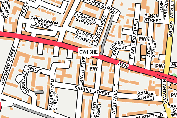 CW1 3HE map - OS OpenMap – Local (Ordnance Survey)