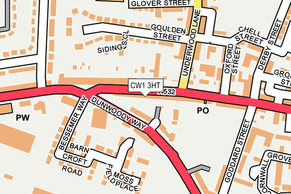 CW1 3HT map - OS OpenMap – Local (Ordnance Survey)