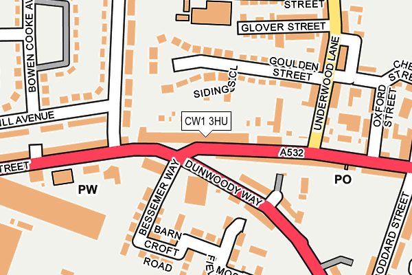 CW1 3HU map - OS OpenMap – Local (Ordnance Survey)