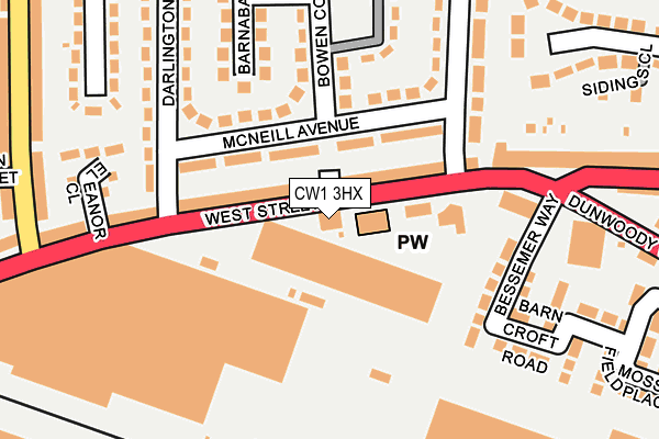 CW1 3HX map - OS OpenMap – Local (Ordnance Survey)