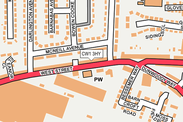 CW1 3HY map - OS OpenMap – Local (Ordnance Survey)