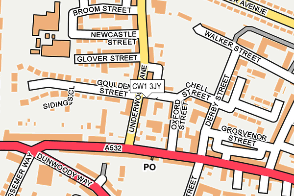 CW1 3JY map - OS OpenMap – Local (Ordnance Survey)