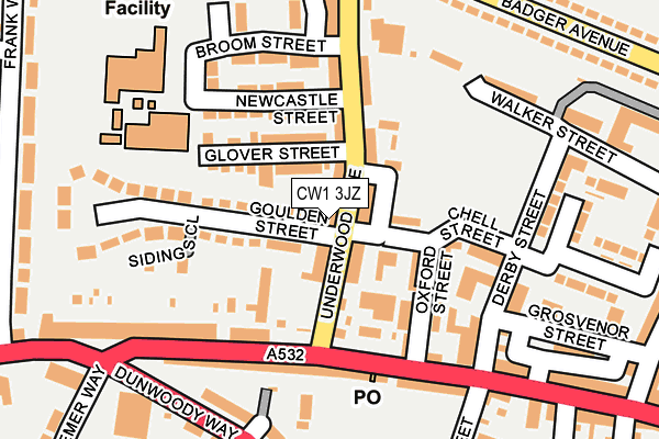 CW1 3JZ map - OS OpenMap – Local (Ordnance Survey)