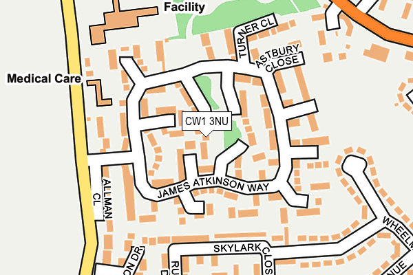 CW1 3NU map - OS OpenMap – Local (Ordnance Survey)