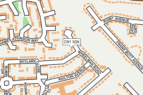 CW1 3QN map - OS OpenMap – Local (Ordnance Survey)