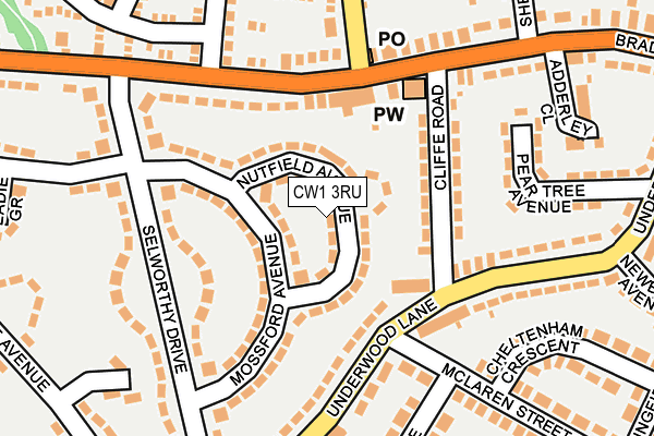 CW1 3RU map - OS OpenMap – Local (Ordnance Survey)
