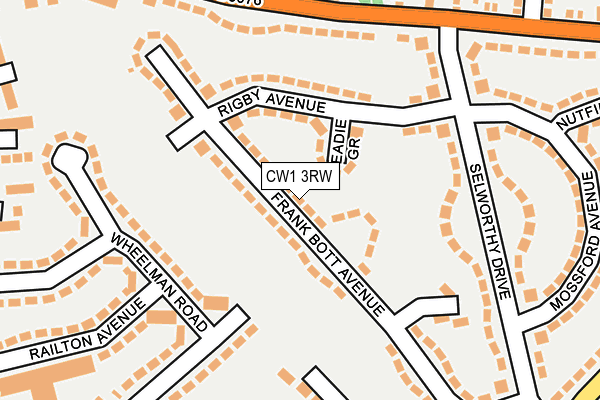 CW1 3RW map - OS OpenMap – Local (Ordnance Survey)