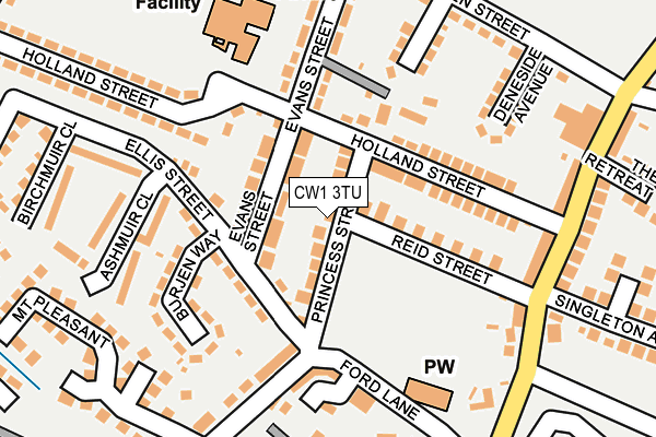 CW1 3TU map - OS OpenMap – Local (Ordnance Survey)