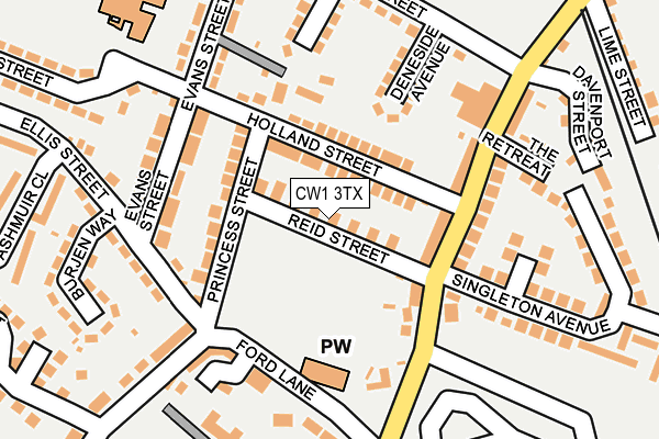 CW1 3TX map - OS OpenMap – Local (Ordnance Survey)