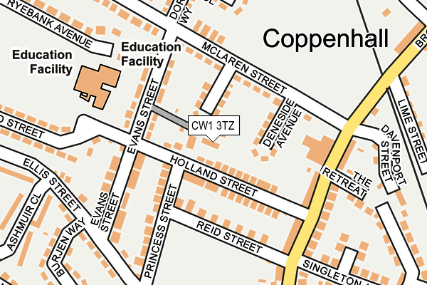 CW1 3TZ map - OS OpenMap – Local (Ordnance Survey)