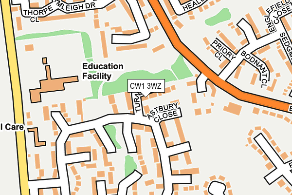 CW1 3WZ map - OS OpenMap – Local (Ordnance Survey)