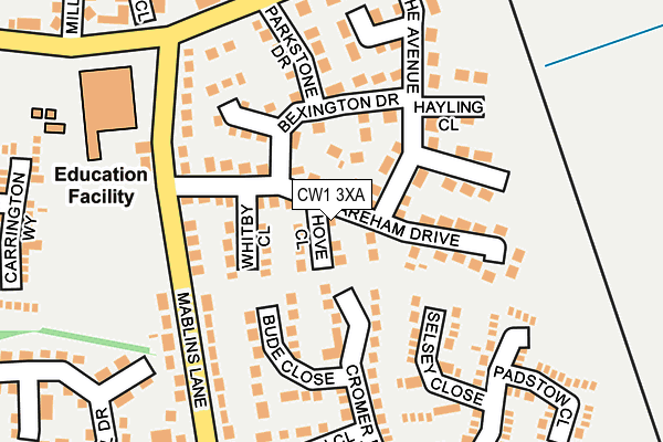 CW1 3XA map - OS OpenMap – Local (Ordnance Survey)