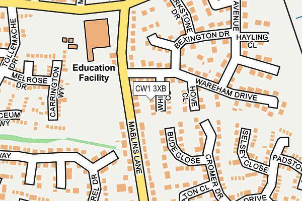 CW1 3XB map - OS OpenMap – Local (Ordnance Survey)