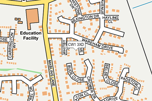 CW1 3XD map - OS OpenMap – Local (Ordnance Survey)
