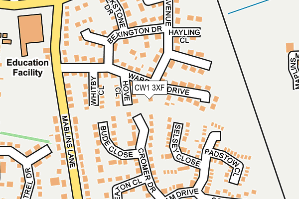 CW1 3XF map - OS OpenMap – Local (Ordnance Survey)