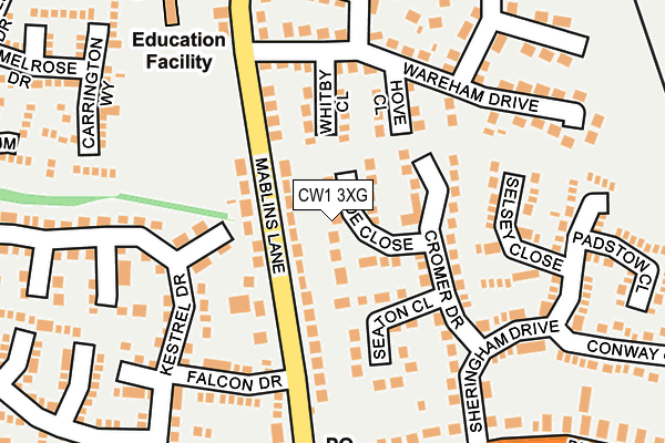 CW1 3XG map - OS OpenMap – Local (Ordnance Survey)