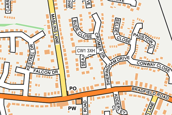 CW1 3XH map - OS OpenMap – Local (Ordnance Survey)