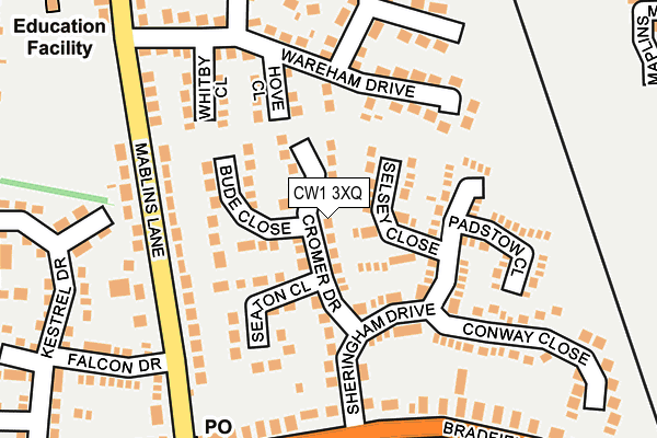 CW1 3XQ map - OS OpenMap – Local (Ordnance Survey)