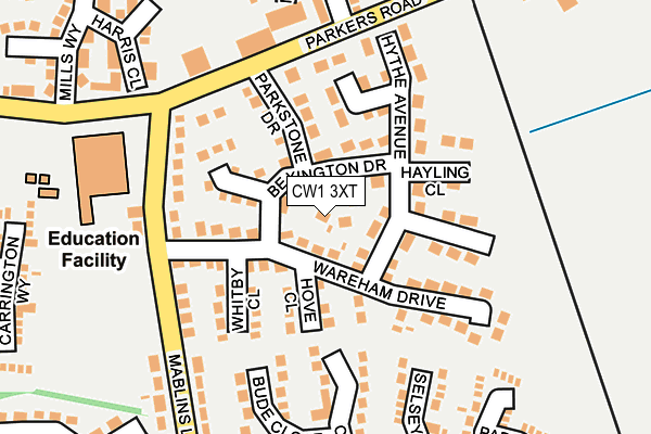 CW1 3XT map - OS OpenMap – Local (Ordnance Survey)