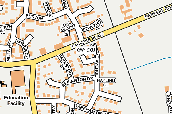 CW1 3XU map - OS OpenMap – Local (Ordnance Survey)