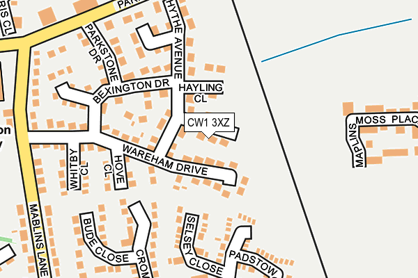 CW1 3XZ map - OS OpenMap – Local (Ordnance Survey)