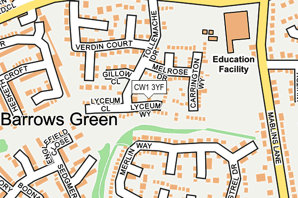 CW1 3YF map - OS OpenMap – Local (Ordnance Survey)