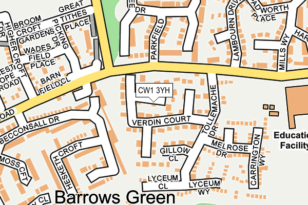 CW1 3YH map - OS OpenMap – Local (Ordnance Survey)