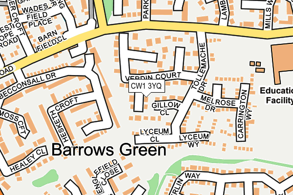 CW1 3YQ map - OS OpenMap – Local (Ordnance Survey)