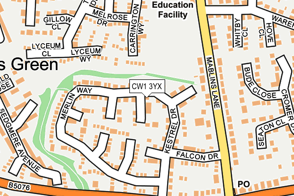 CW1 3YX map - OS OpenMap – Local (Ordnance Survey)