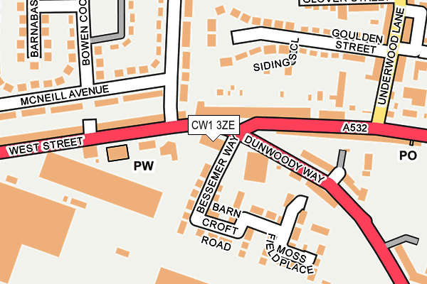 CW1 3ZE map - OS OpenMap – Local (Ordnance Survey)