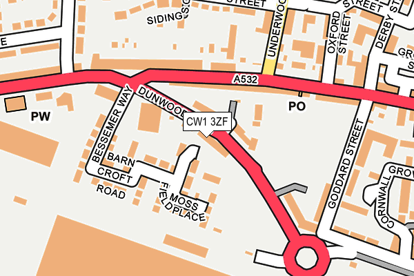 CW1 3ZF map - OS OpenMap – Local (Ordnance Survey)