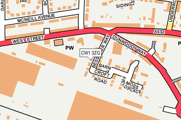 CW1 3ZG map - OS OpenMap – Local (Ordnance Survey)