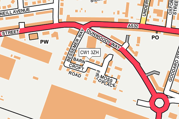 CW1 3ZH map - OS OpenMap – Local (Ordnance Survey)