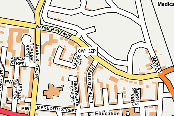CW1 3ZP map - OS OpenMap – Local (Ordnance Survey)
