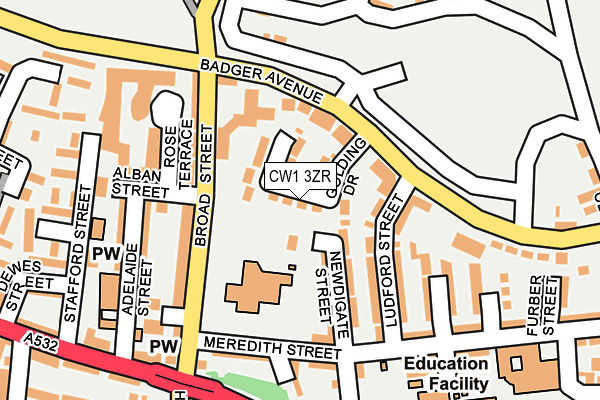 CW1 3ZR map - OS OpenMap – Local (Ordnance Survey)