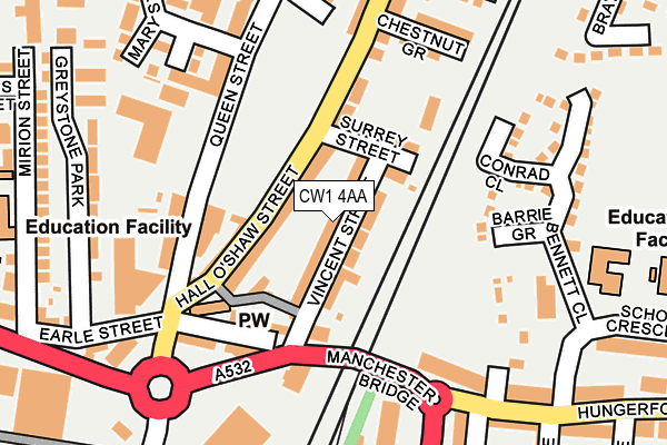 CW1 4AA map - OS OpenMap – Local (Ordnance Survey)