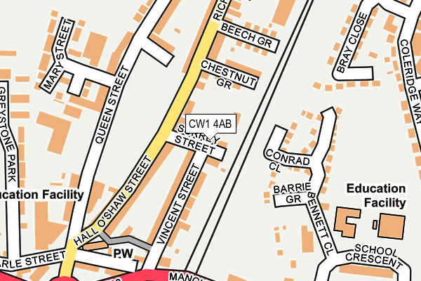 CW1 4AB map - OS OpenMap – Local (Ordnance Survey)