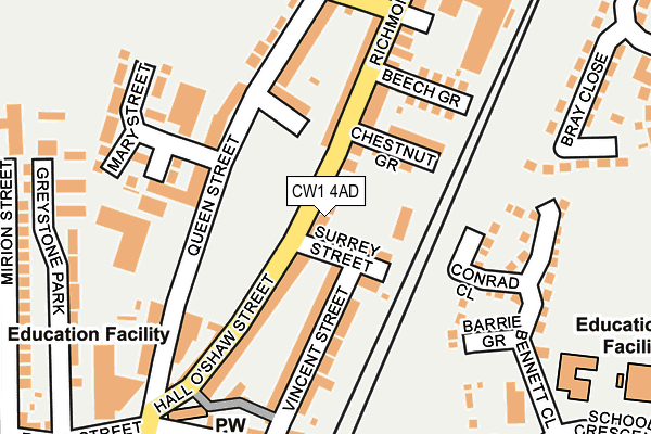 CW1 4AD map - OS OpenMap – Local (Ordnance Survey)