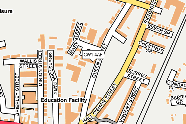 CW1 4AF map - OS OpenMap – Local (Ordnance Survey)