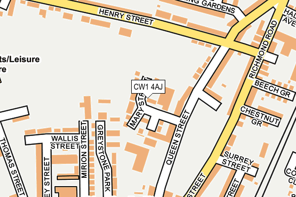 CW1 4AJ map - OS OpenMap – Local (Ordnance Survey)