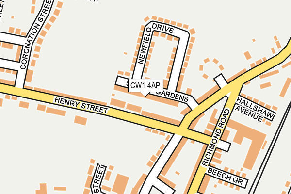 CW1 4AP map - OS OpenMap – Local (Ordnance Survey)