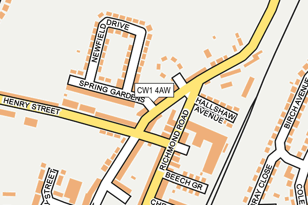 CW1 4AW map - OS OpenMap – Local (Ordnance Survey)