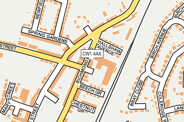 CW1 4AX map - OS OpenMap – Local (Ordnance Survey)