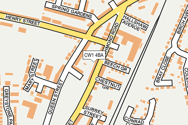 CW1 4BA map - OS OpenMap – Local (Ordnance Survey)