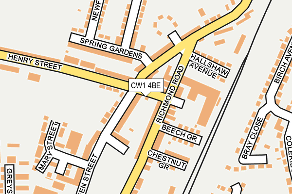 CW1 4BE map - OS OpenMap – Local (Ordnance Survey)