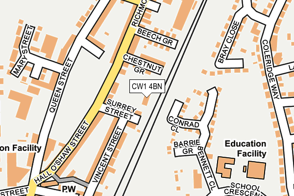 CW1 4BN map - OS OpenMap – Local (Ordnance Survey)