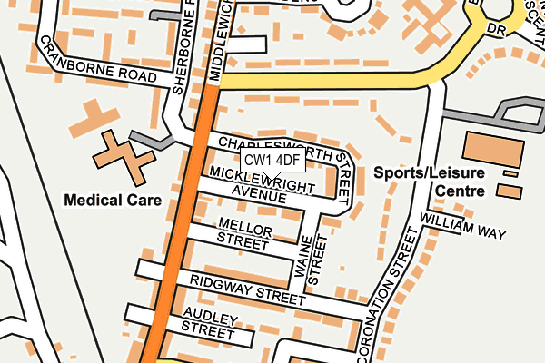 CW1 4DF map - OS OpenMap – Local (Ordnance Survey)