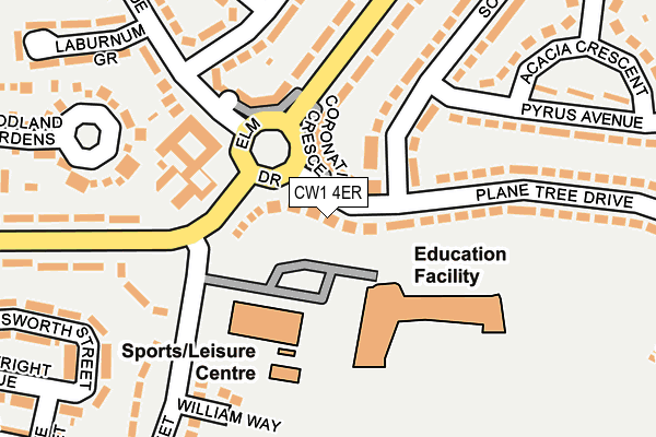 CW1 4ER map - OS OpenMap – Local (Ordnance Survey)