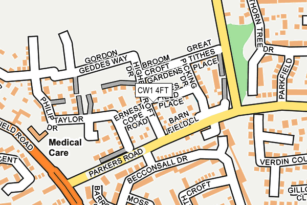 CW1 4FT map - OS OpenMap – Local (Ordnance Survey)