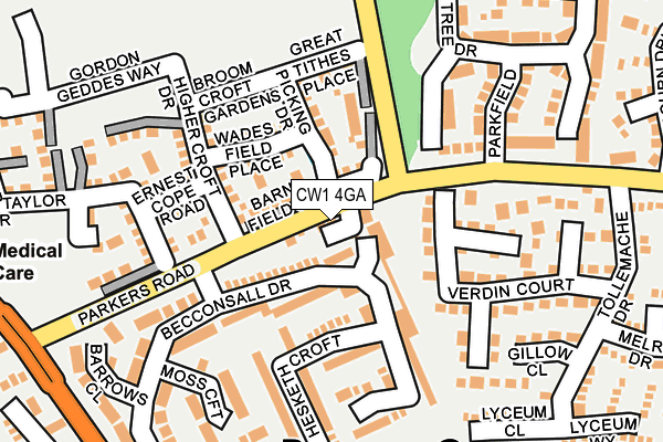 CW1 4GA map - OS OpenMap – Local (Ordnance Survey)